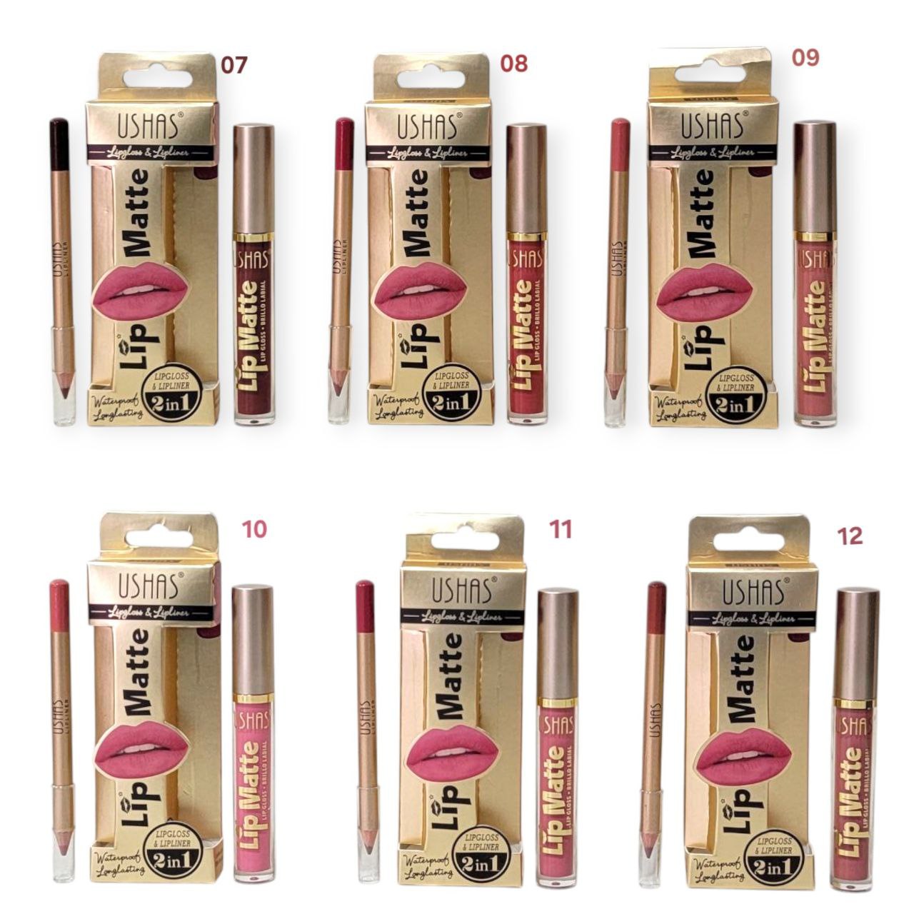 SET DE BRILLO LABIAL Y DELINEADOR DE LABIOS USHAS 4.5G+1.2G