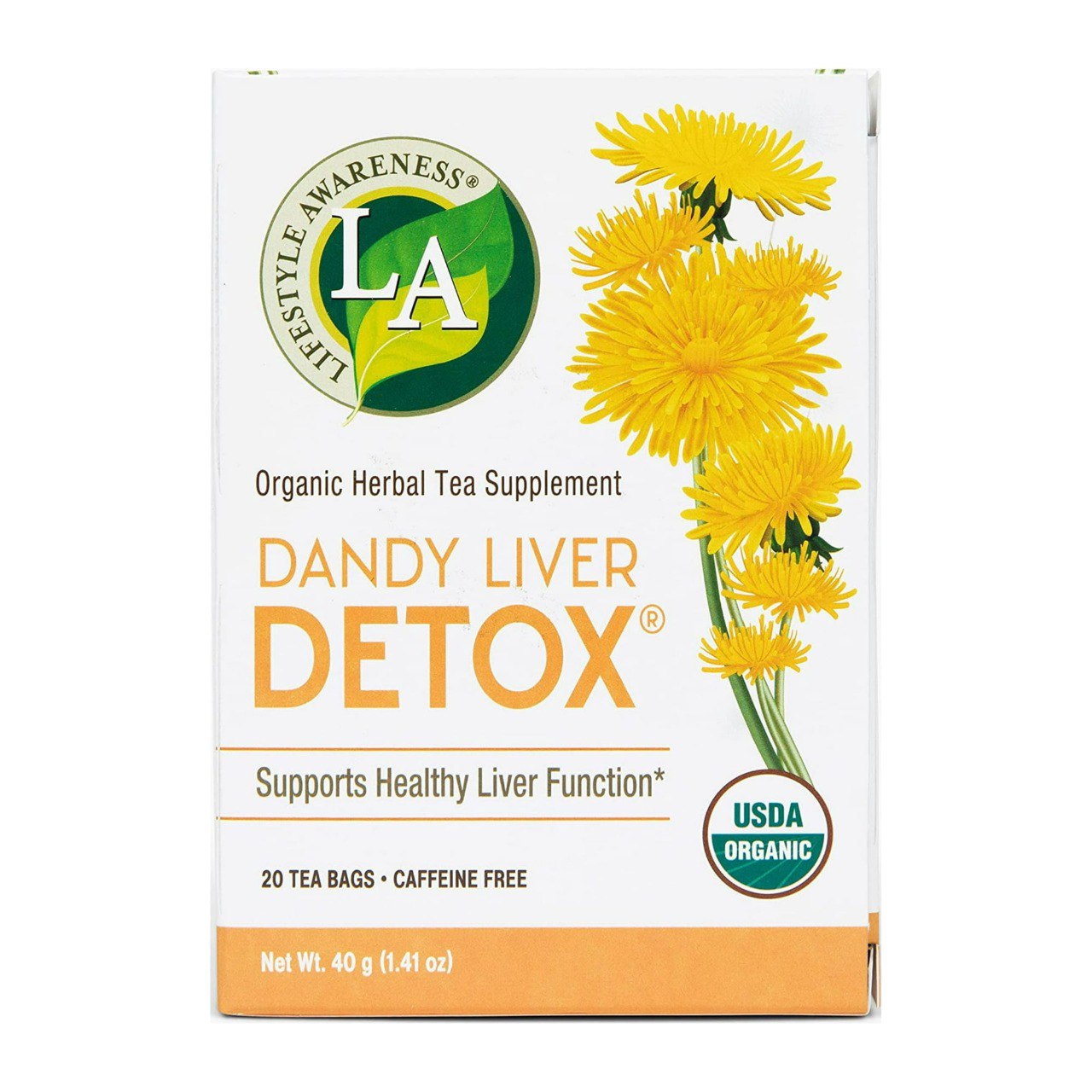 SUPLEMENTO HERBAL TÉ DE RAÍZ DE DIENTE DE LEÓN ORGÁNICA LIMPIA Y PROTEGE EL HÍGADO LIFESTYLE AWARENESS 20UND