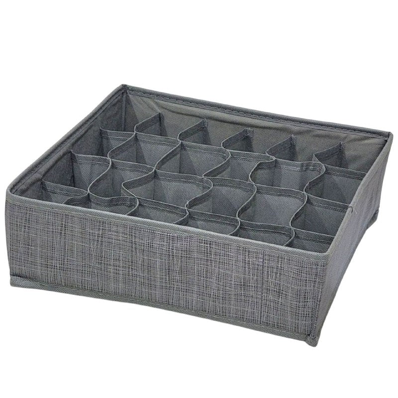 ORGANIZADOR CAJA DE ALMACENAMIENTO DE 24 COMPARTIMIENTOS FIJOS 32X33CM, IDEAL PARA MANTENER FAJAS, CALCETINES, BUFANDAS, ETC MNT HOME IMPLEMENTS