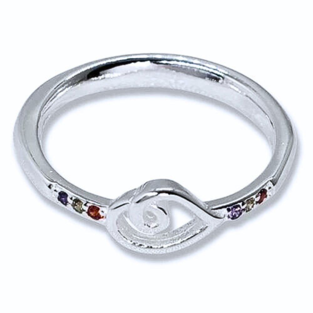 PANI1958A ANILLLO FORMA DE OLA, PLATA 925 corazón zirconia colores