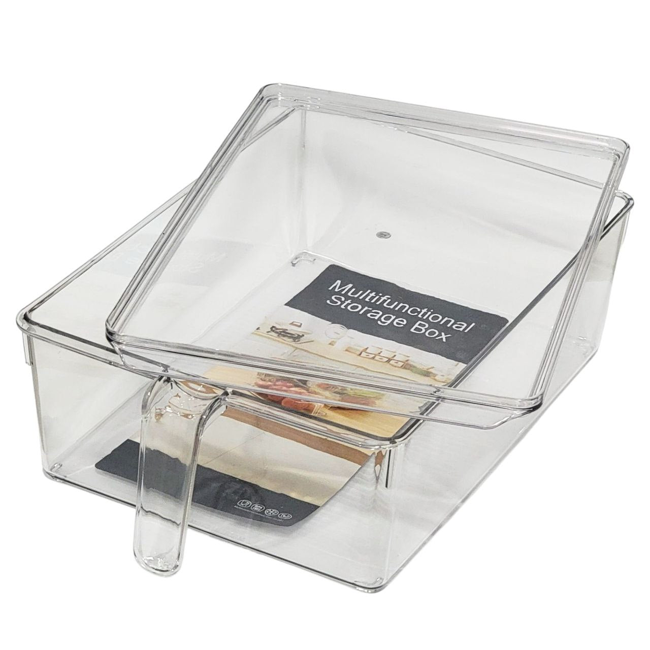 ORGANIZADOR RECIPIENTE DE ALMACENAMIENTO DE ACRILICO CONTENEDOR TRANSPARENTE PARA REFRIGERADOR O ESTANTE 26X19X9CM