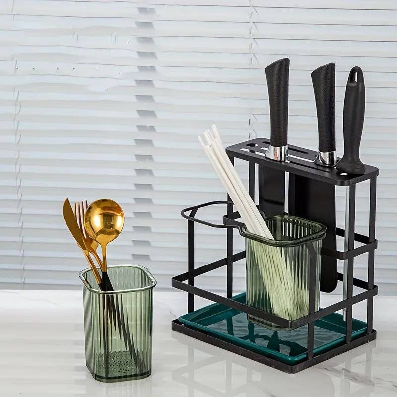 ESTANTE ORGANIZADOR Y ESCURRIDOR DE COCINA COLOR NEGRO