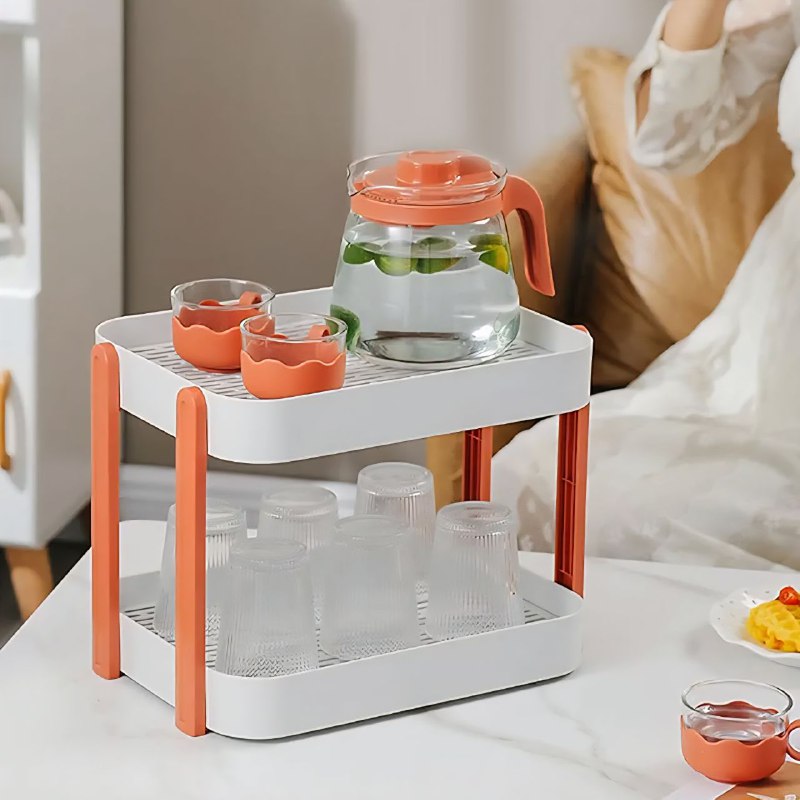ESTANTE ORGANIZADOR ESCURRIDOR PARA VASOS Y TAZAS DE 2 NIVELES 33X25X26CM