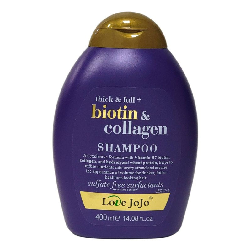 SHAMPOO CON VITAMINA B7, BIOTINA, COLAGENO Y PROTEINA DE TRIGO LOVE JOJO 400ML