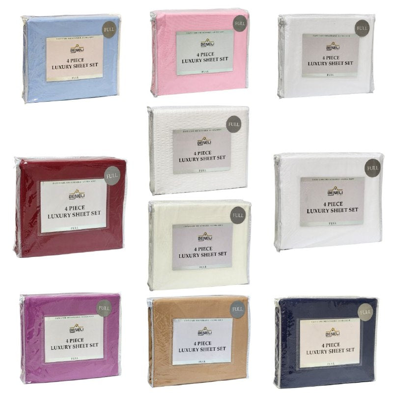 JUEGO DE SABANAS DE LUJO TAMAÑO FULL DE 4PCS BENELI HOME