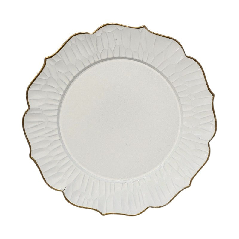 PLATO DE CARGA DECORATIVO NAVIDEÑO BLANCO 32X32CM