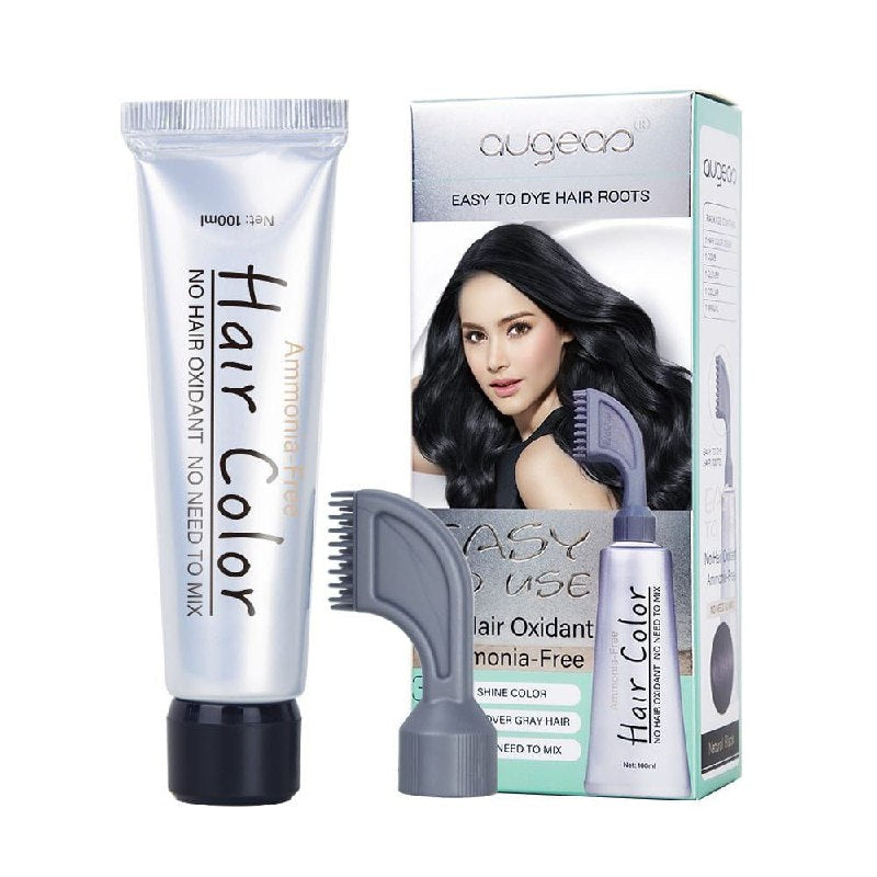 TINTE PARA EL CABELLO NEGRO 2 EN 1, APLICADOR FACIL Y RAPIDO AUGEAS 100ML