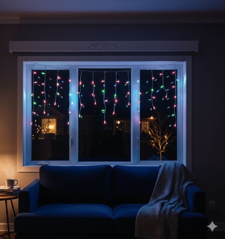 LUCES DECORATIVAS NAVIDEÑAS TIPO CASCADA FIJA CON FLASH, LUCES LED MULTICOLOR DE NAVIDAD 18X8X9CM