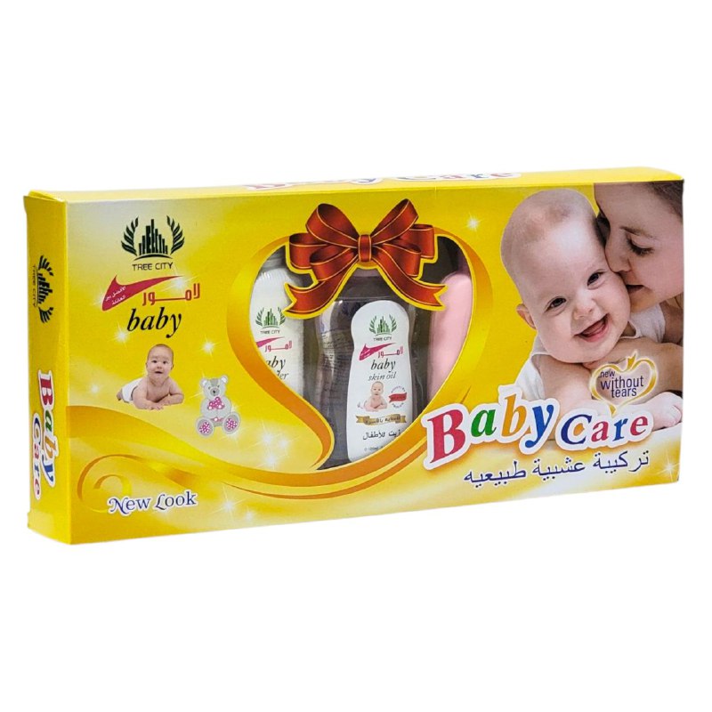 SET DE REGALO PARA EL CUIDADO DEL BEBE DE 5 PIEZAS, JABON 100G, TALCO 120G, LOCION 100ML, ACEITE 100ML, SHAMPOO 100ML TREE CITY BABY CARE