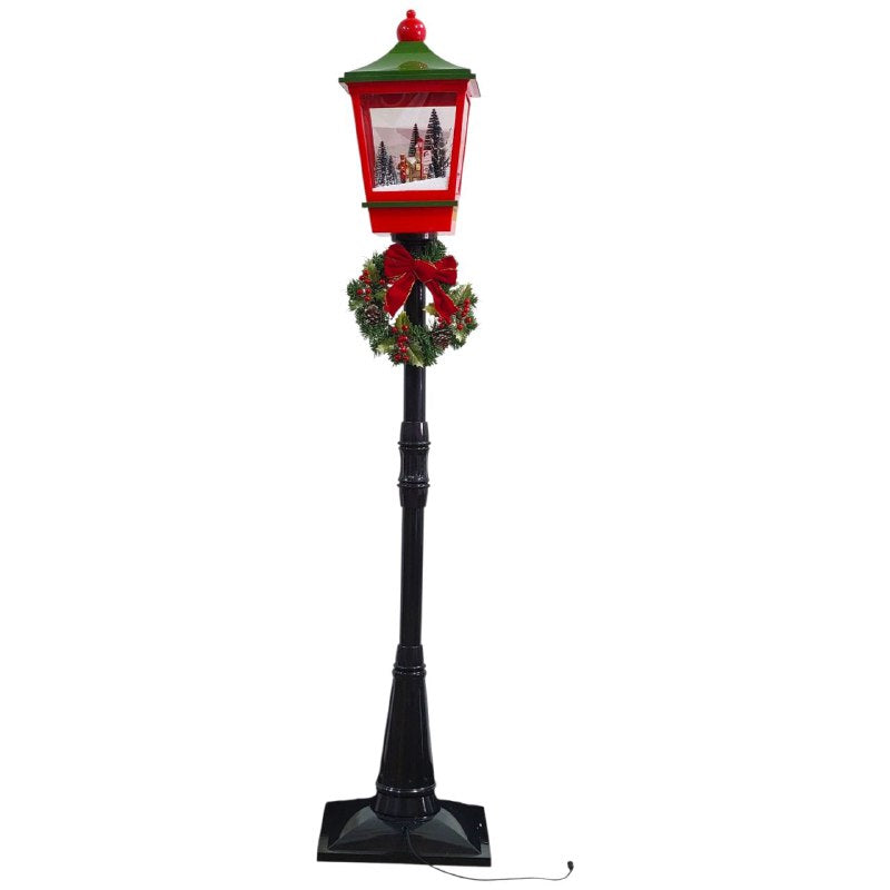 DECORACION ADORNO FAROL NAVIDEÑO ELECTRICO MUSICAL CON NEVADA ARTIFICIAL Y ILUMINACION LED, PARA INTERIORES O EXTERIORES 44X38.5X56.5CM