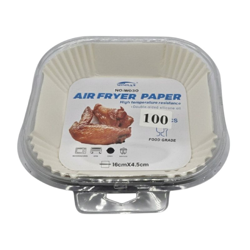 MOLDES DE PAPEL PARA FREIDORA DE AIRE DESECHABLES 21X21CM 100UND