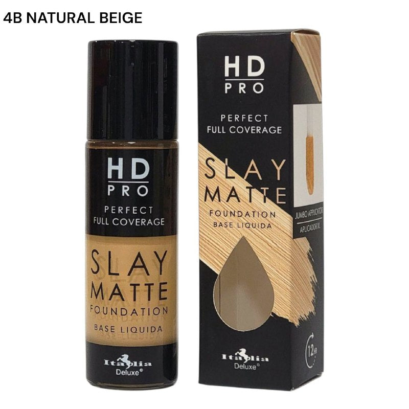 BASE DE MAQUILLAJE LIQUIDA LIVIANA LIBRE DE ACEITE ACABADO MATE TONO 3B IVORY ITALIA DELUXE HD PRO PERFECT FULL COVERAGE SLAY MATTE 30ML