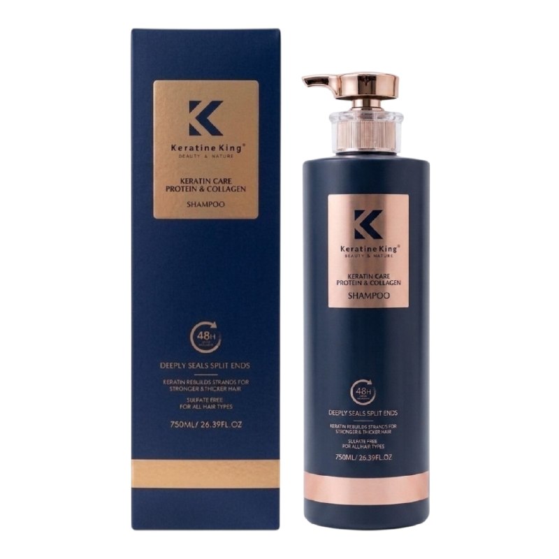 SHAMPOO DE PROTEINA Y COLAGENO DE LIMPIEZA PROFUNDA FORTALECEDORA KERATINE KING 750ML