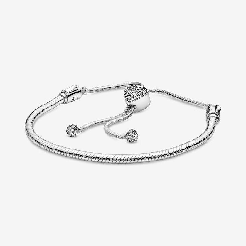 PAND214 PULSERA CORAZON ESTILO PANDORA PLATA 9.25
