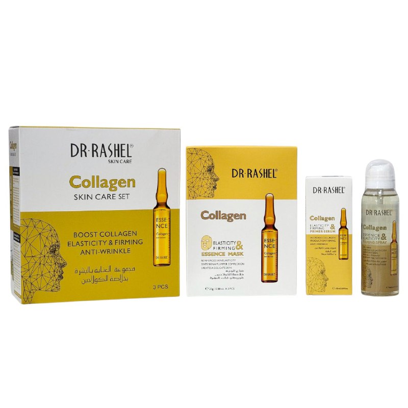 SET DE CUIDADO FACIAL REAFIRMANTE Y ANTIARRUDAS CON COLAGENO 3PCS DR RASHEL
