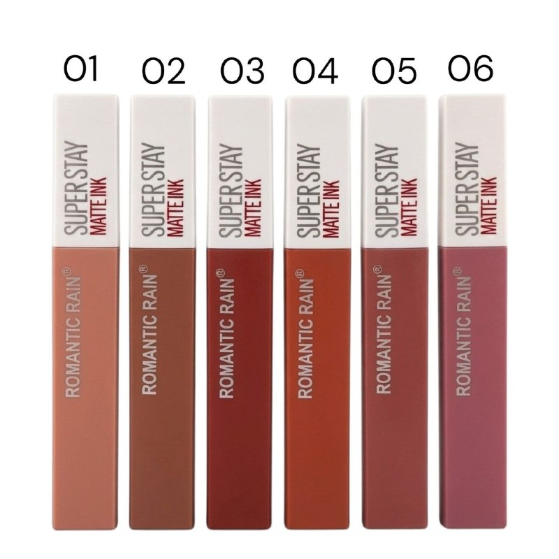 LIPSTICK LIQUIDO HUMECTANTE DE LARGA DURACION 6 TONOS SUPERSTAY MATTE INK ROMANTIC RAIN (DUPE DE MAYBELLINE)