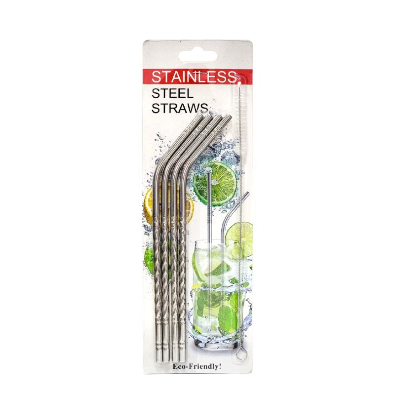 SET DE PAJILLAS METALICAS PARA COCTELERIA 4PCS