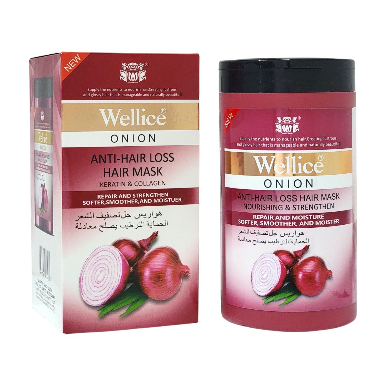 MASCARILLA PARA EL CABELLO ANTICAIDA INTENSIVA CON EXTRACTO DE CEBOLLA QUERATINA Y COLAGENO WELLICE 1000ML