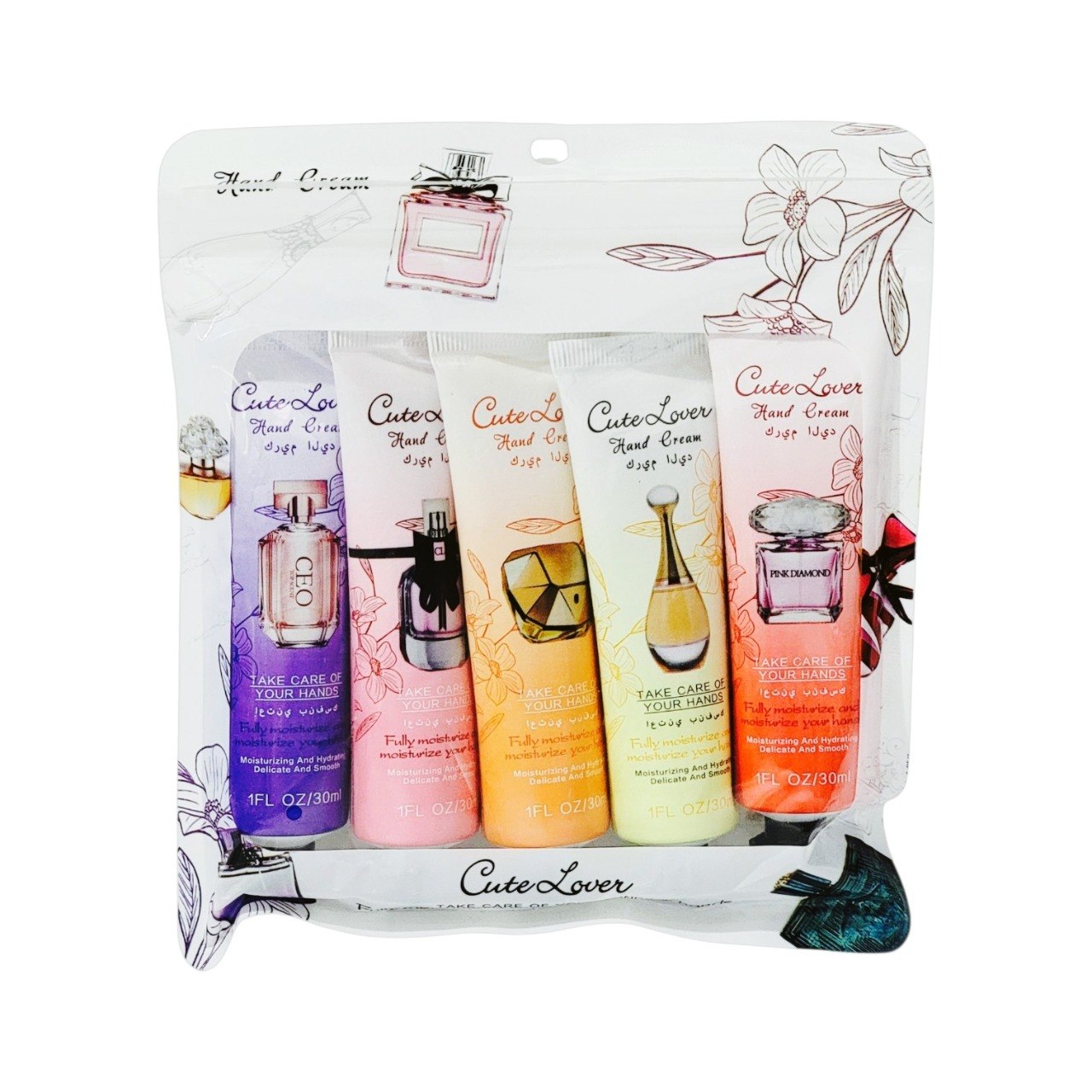 SET DE CREMAS PARA MANOS CON AROMAS DE PERFUMERIA DE DISEÑADOR 5PCS CUTE LOVER
