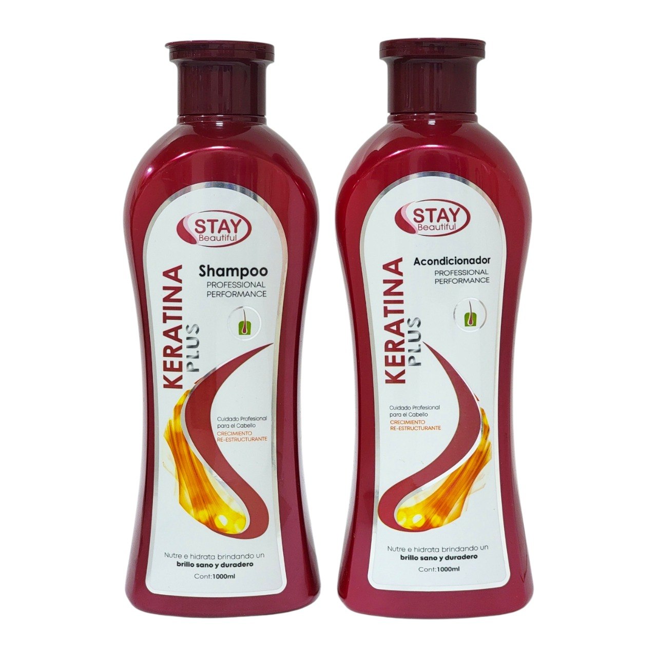 SET DE SHAMPOO Y ACONDICIONADOR ANTICAIDA QUERATINA PLUS STAY BEAUTIFUL 1000MLX2