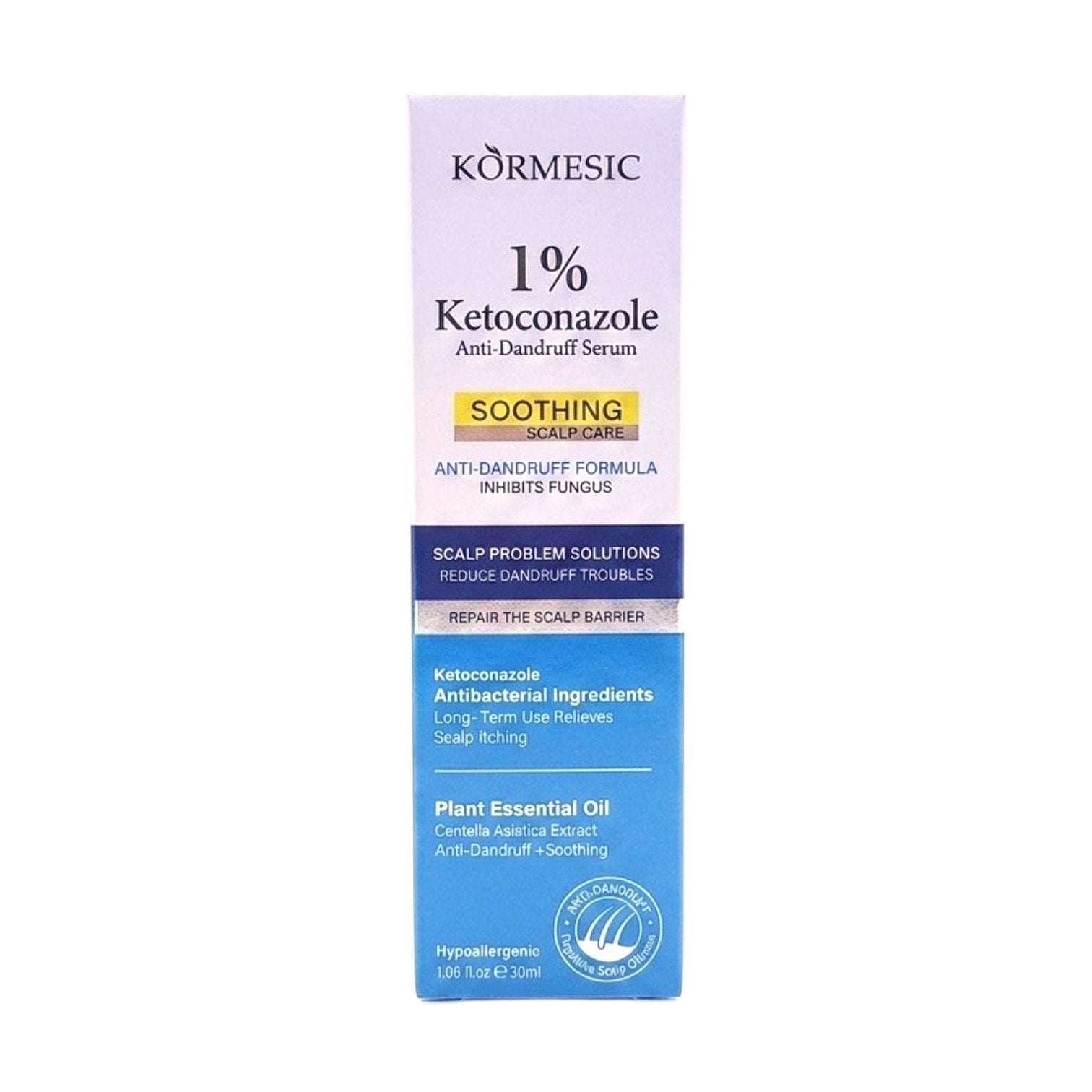 SUERO PARA EL CABELLO ANTISCASPA PURIFICANTE CON 1% KETOCONAZOL KORMESIC 30ML