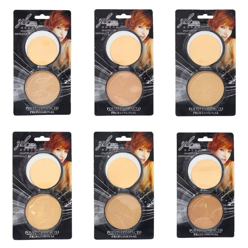 POLVO COMPACTO SELLADOR EFECTO MATE 6 TONOS YH BEJA COSMETICS 15G