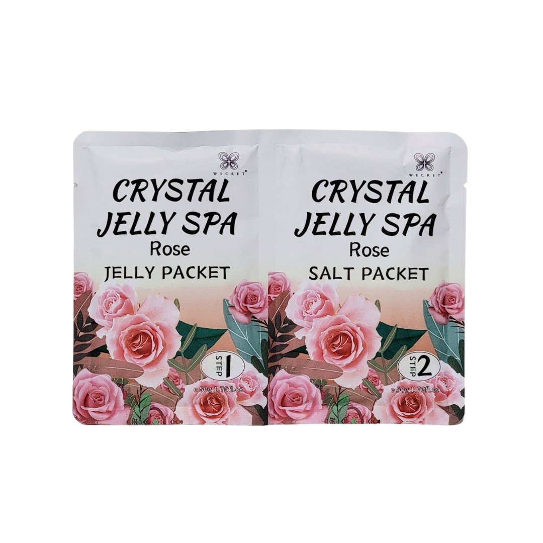 SET DE GELATINA DE CRISTAL Y SAL PARA PEDICURA AROMA A ROSA WECRET 50GX2