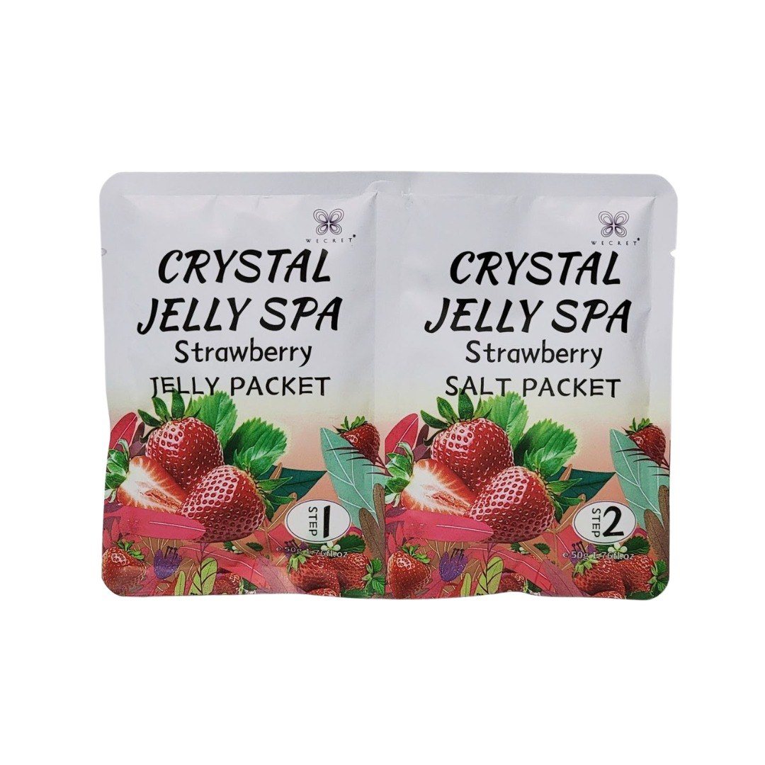 SET DE GELATINA DE CRISTAL Y SAL PARA PEDICURA AROMA A FRESA WECRET 50GX2