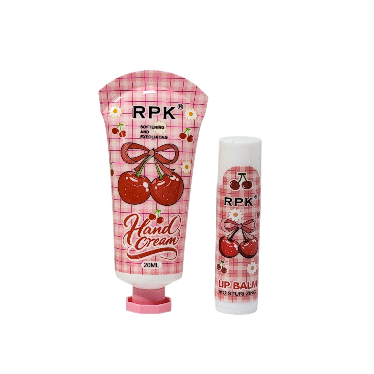 SET DE CREMA PARA MANOS Y BALSAMO LABIAL CON AROMA A CEREZA RPK 20ML