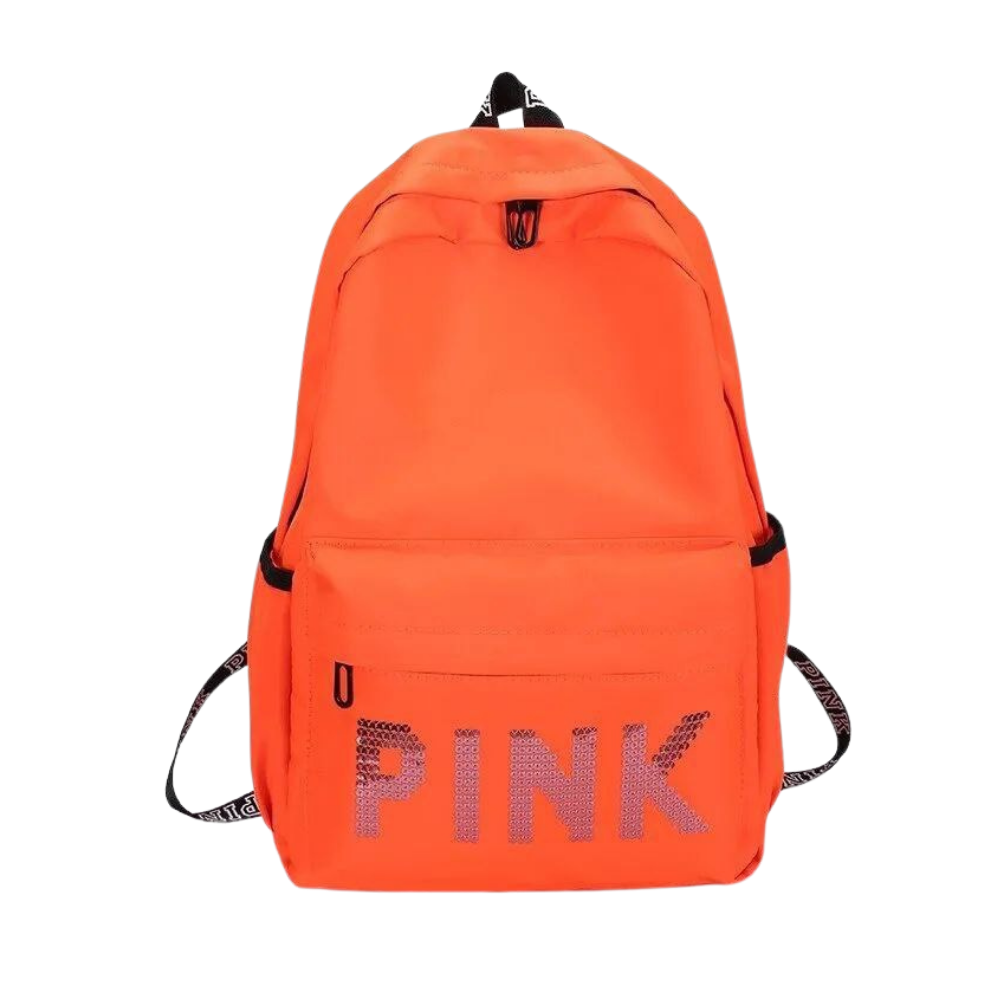 MOCHILA ECONÓMICA PINK DE TELA IMPERMEABLE COLOR ANARANJADO