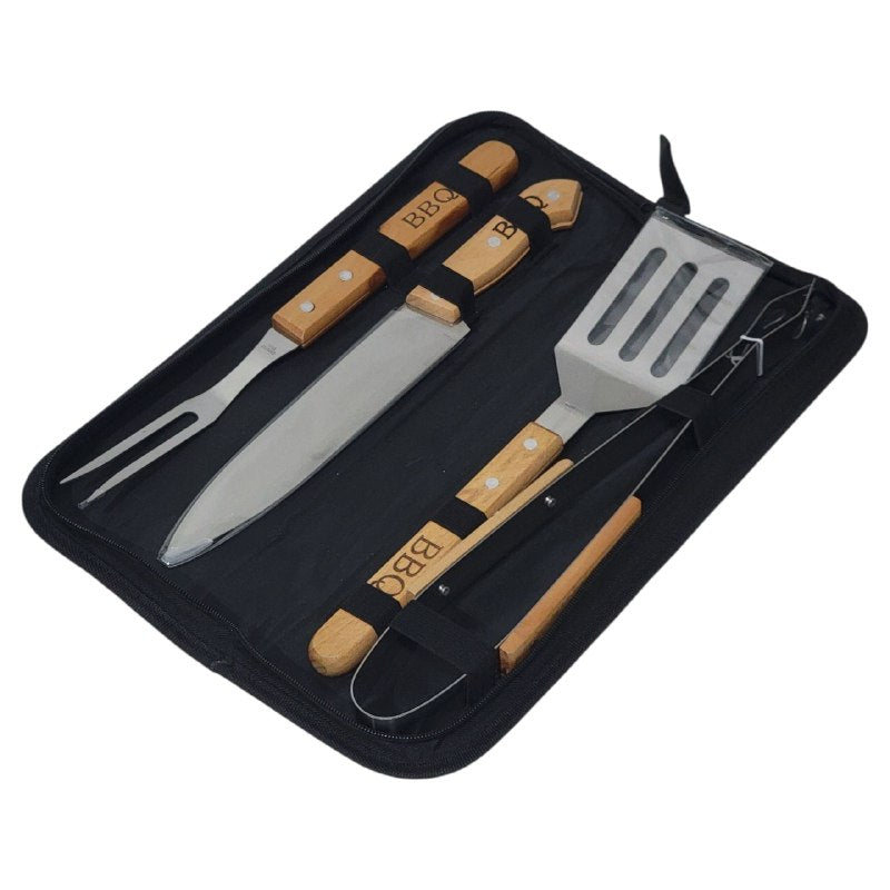 JUEGO DE UTENSILIOS DE COCINA PARA BARBACOA DE LUJO DE 4 PIEZAS