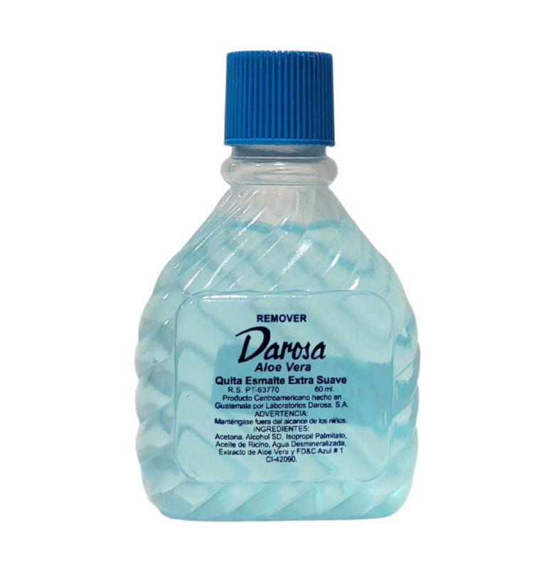 ACETONA REMOVEDOR DE ESMALTES EXTRA SUAVE DE ALOE VERA, UÑAS ACRILICAS PROFESIONAL DAROSA 60ML