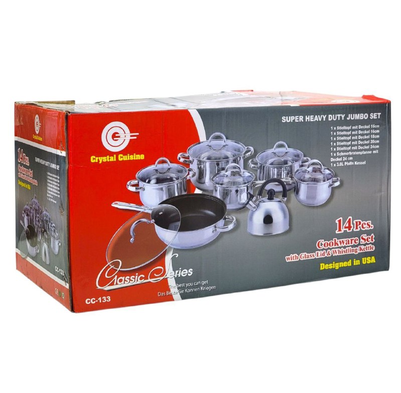 JUEGO DE COCINA - OLLAS DE COCINA DE 14 PIEZAS CRYSTAL CUISINE