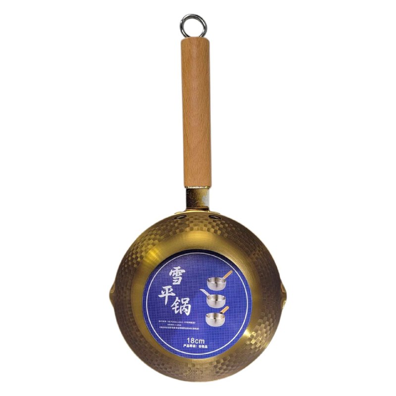 SARTEN JAPONES ANTIADHERENTE, CACEROLA SIN TAPA, MANGO DE MADERA CALIDO ANTIDESLIZANTE, DOBLE BOCA 18CM