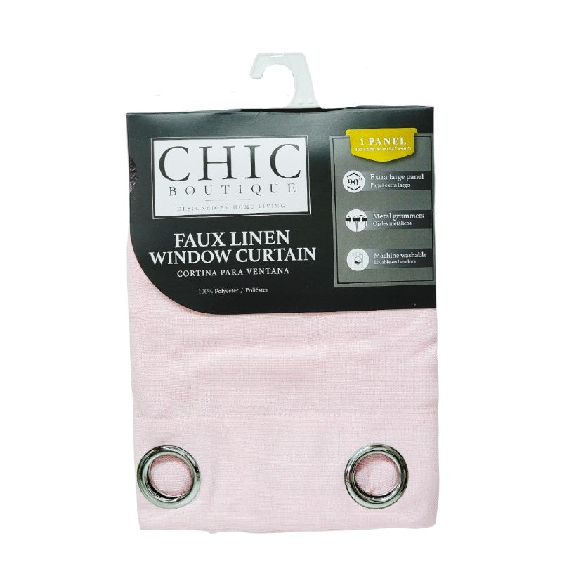 CORTINA PARA VENTANA DE TEXTURA LINEN COLOR ROSA PASTEL CHIC BOUTIQUE 132X228CM