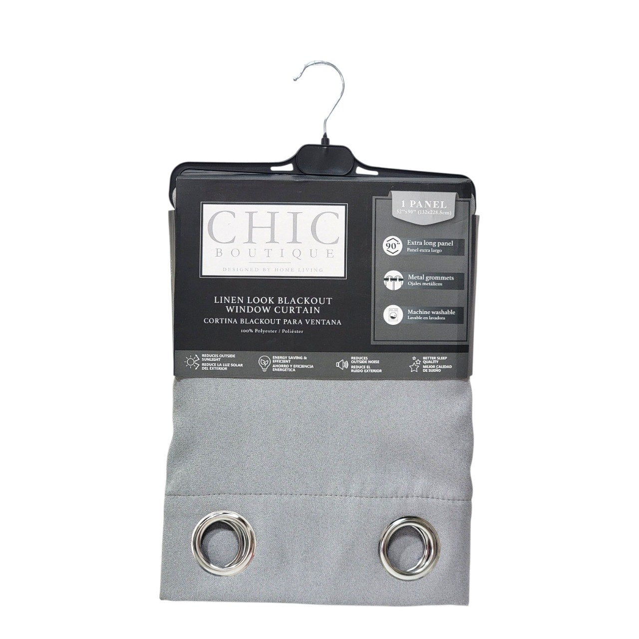 CORTINA OSCURECEDORA BLACKOUT COLOR GRIS CLARO CHIC BOUTIQUE 132X228CM