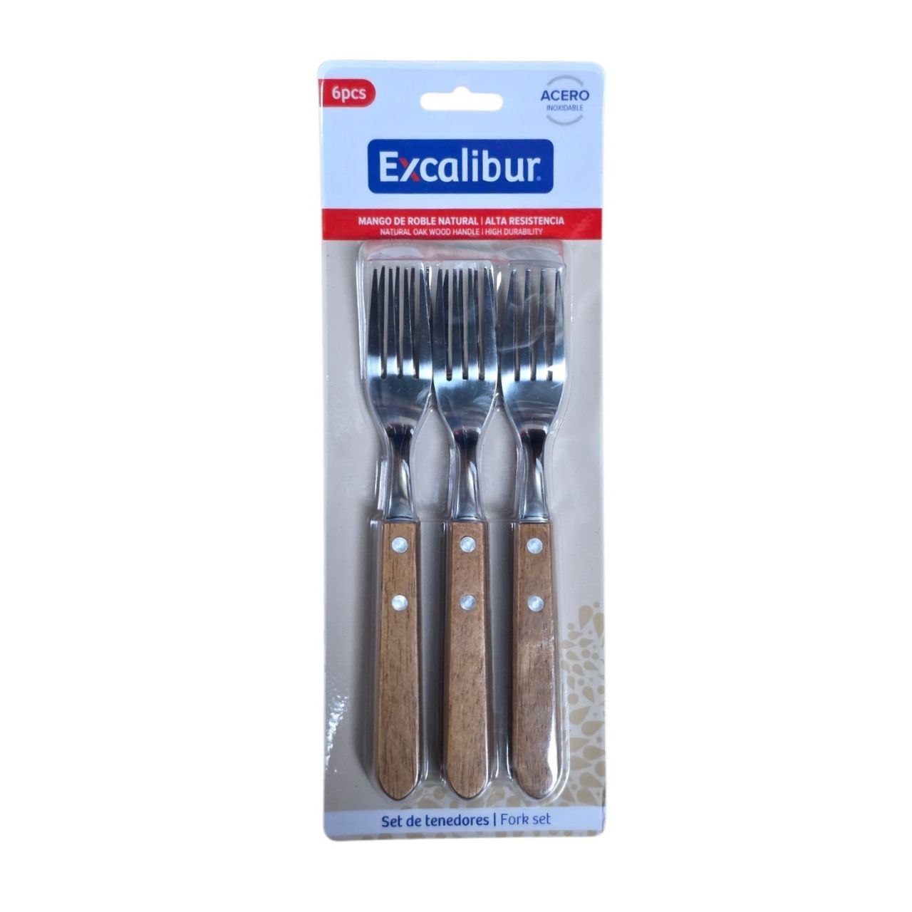 SET DE TENEDORES DE MESA DE ACERO INOXIDABLE 6PCS EXCALIBUR 19X3CM