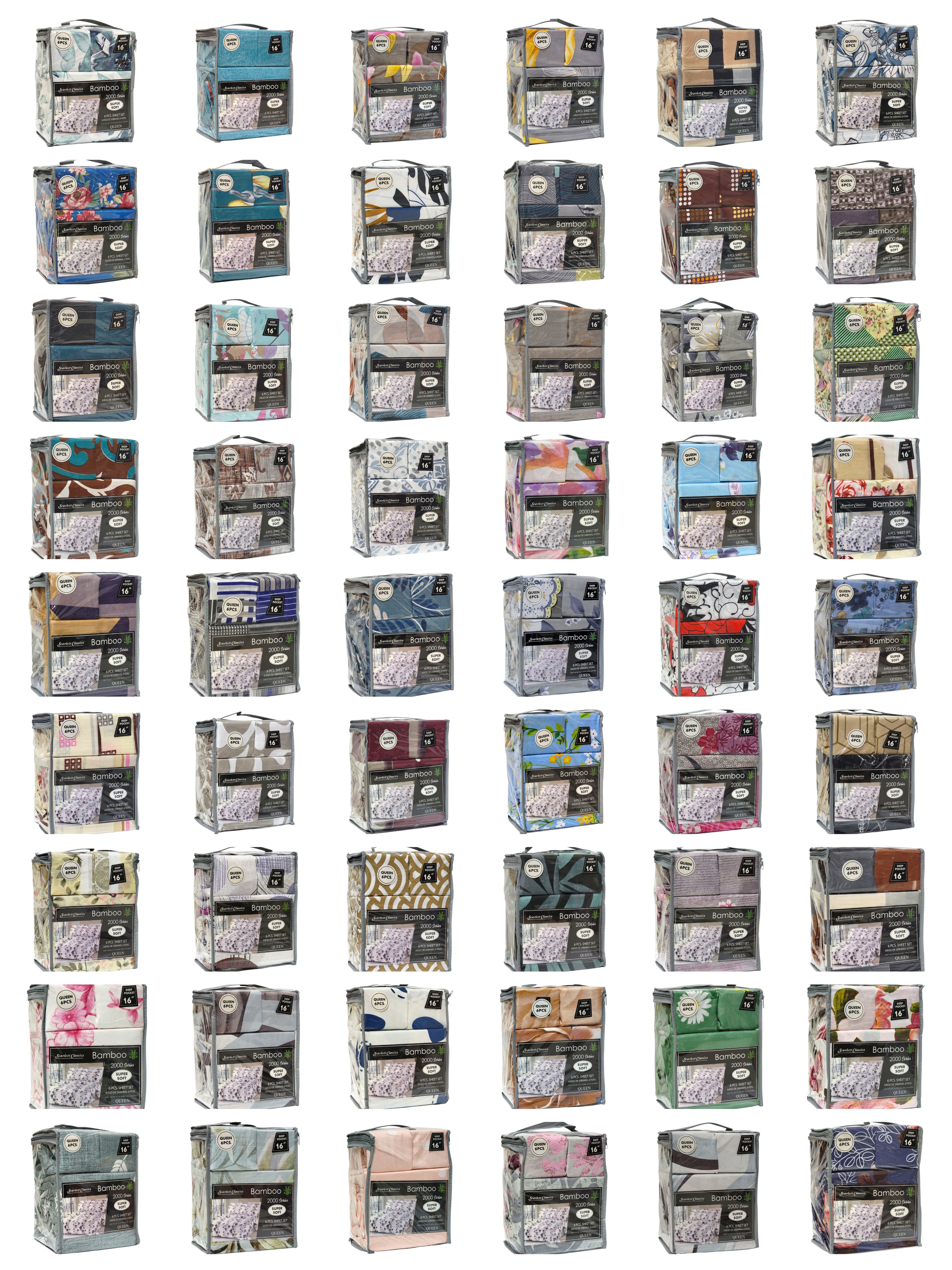 JUEGO DE SABANAS CAMERA DE 6 PIEZAS QUEEN SCARLETT CLASSICS BAMBOO, 54 ESTILOS