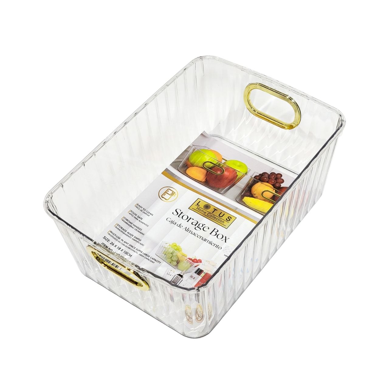 RECIPIENTE CAJA DE ALMACENAMIENTO MULTIUSO CON AGARRADERAS LOTUS 26X18X10CM
