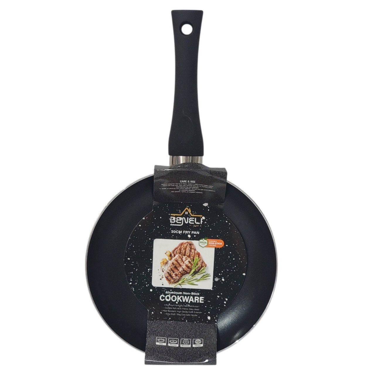 SARTEN DE ALUMINIO ANTIADHERENTE COLOR NEGRO BENELI HOME 20CM