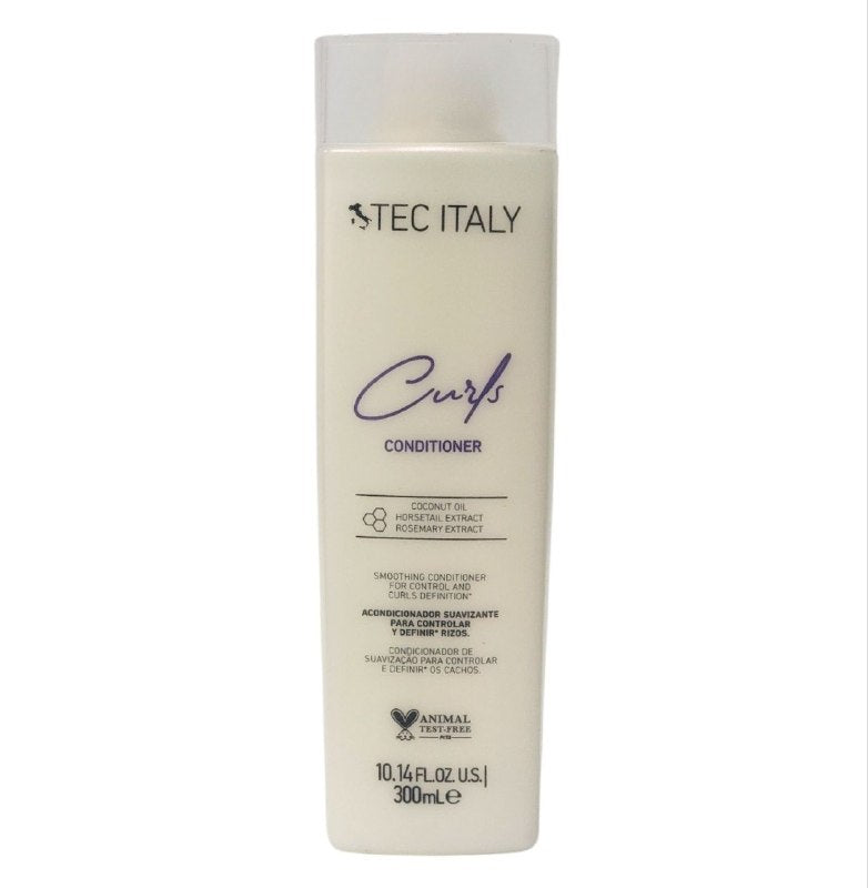 ACONDICIONADOR PARA CABELLO RIZADO CON ACEITE DE COCO Y EXTRACTO DE COLA DE CABALLO Y ROMERO TEC ITALY 300ML