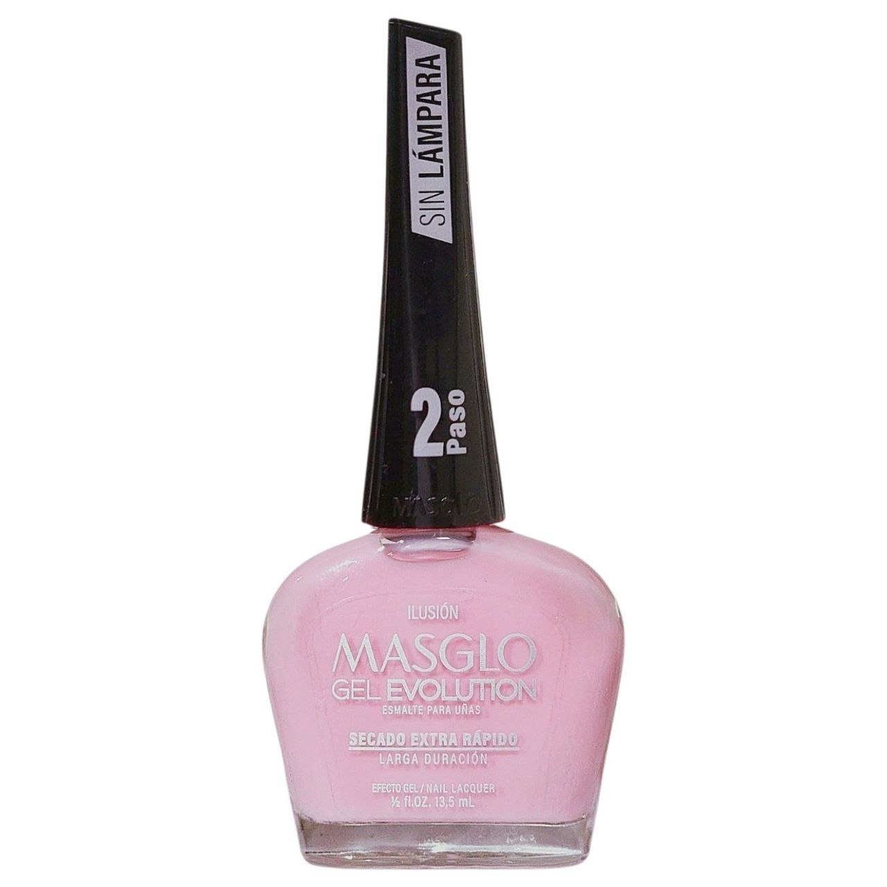 ESMALTE PARA UÑAS DE SECADO RAPIDO COLOR ROSA CHICLE CLARO ILUSIÓN GEL EVOLUTION MASGLO 13.5ML