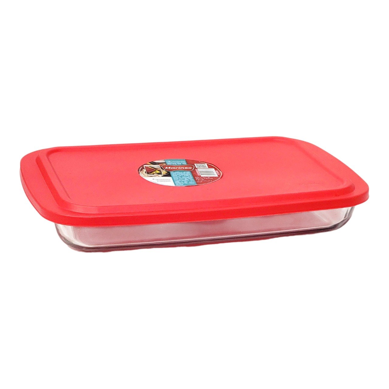 RECIPIENTE DE COCINA DE VIDRIO TEMPLADO CON TAPA HEMETICA MARINEX 39X23X5CM