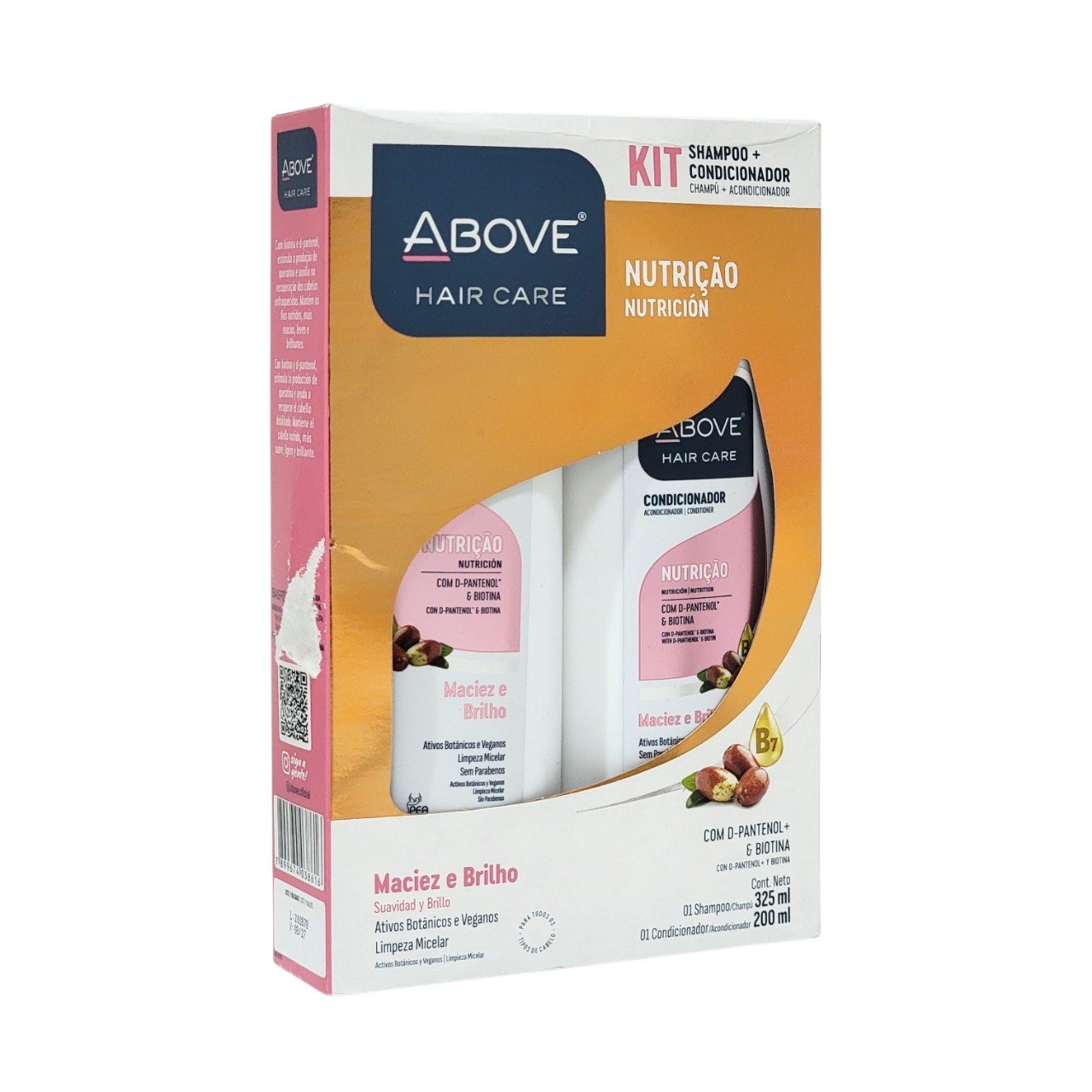 SET DE SHAMPOO Y ACONDICIONADOR NUTRITIVO CON D-PANTENOL Y BIOTINA ABOVE 325ML + 200ML