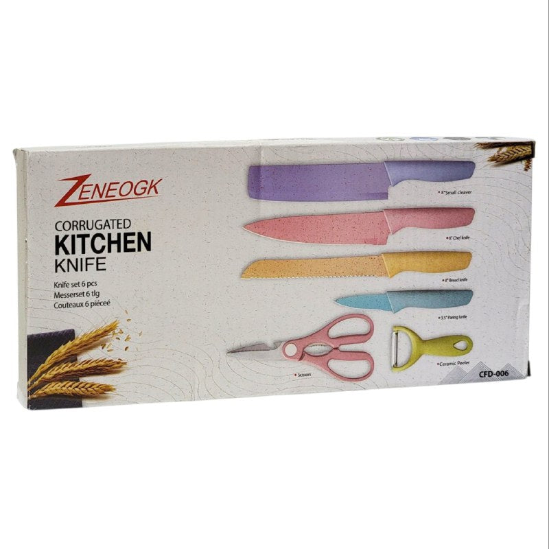 JUEGO DE CUCHILLOS DE COCINA DE 6 PIEZAS DE DIFERENTES COLORES ZENEOGK