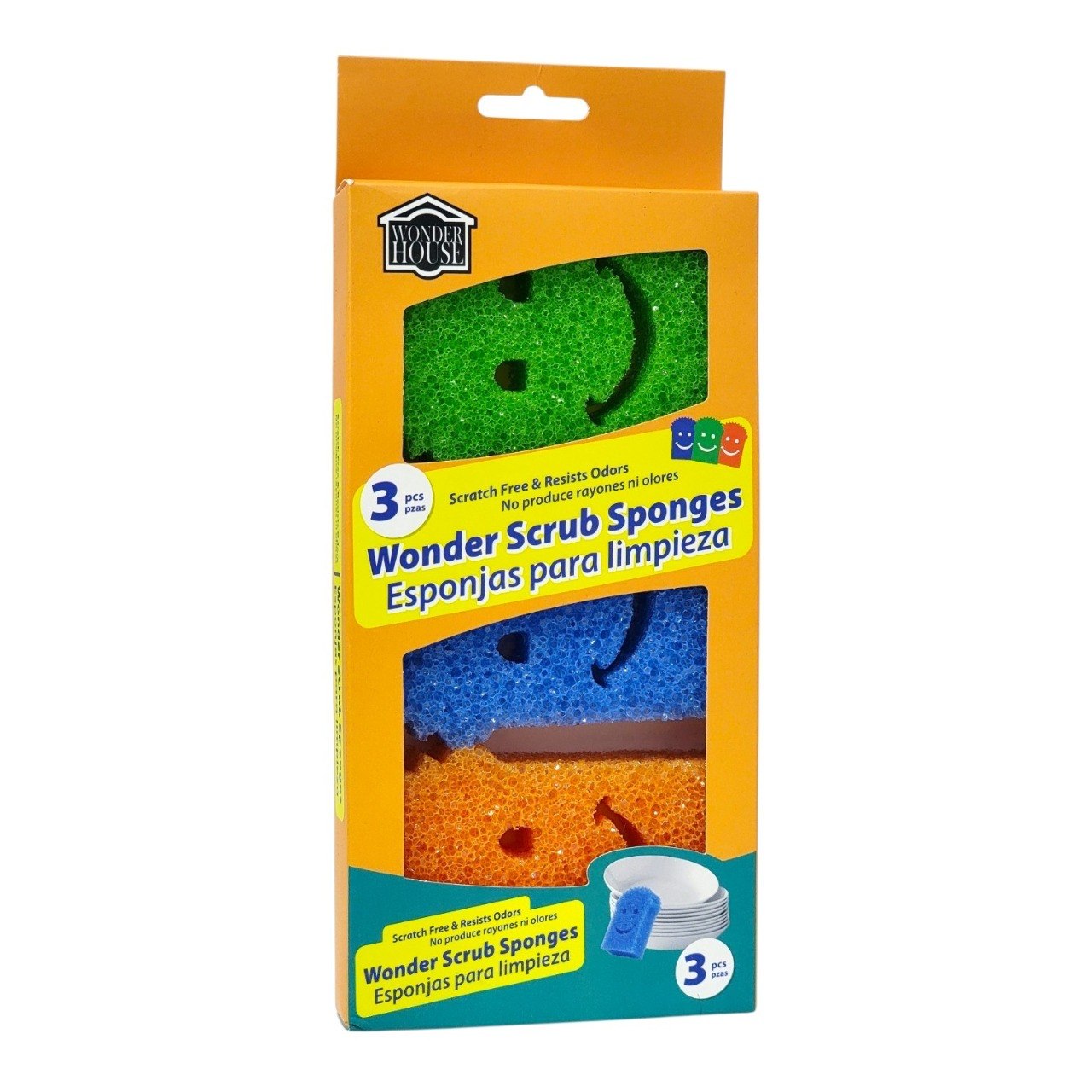 ESPONJAS DE LIMPIEZA INTELIGENTE CON DOBLE TEXTURA 3PCS WONDER HOUSE 8x11CM