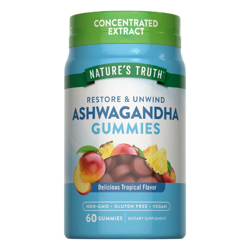 VITAMINAS EN GOMITAS SABOR TROPICAL NATURAL SIN GLUTEN RESTAURAR Y RELAJARSE ASHWAGANDHA NATURE S TRUTH 60UND
