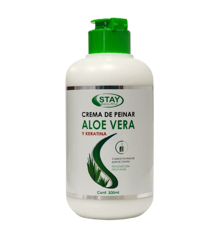 CREMA PARA PEINAR DE ALOE VERA Y QUERATINA DESENREDANTE SUAVIZANTE STAY BEAUTIFUL 300ML