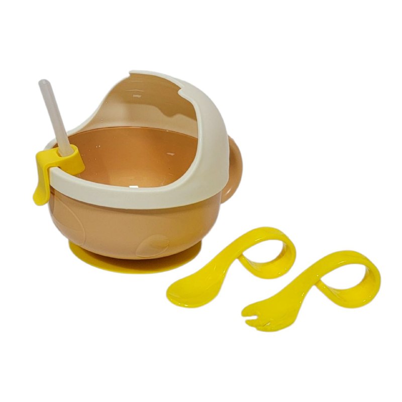 TAZÓN PARA BEBES ANTIREDDAMES INCLUYE TENEDOR, CUCHARA Y PAJILLA BABY BOWL