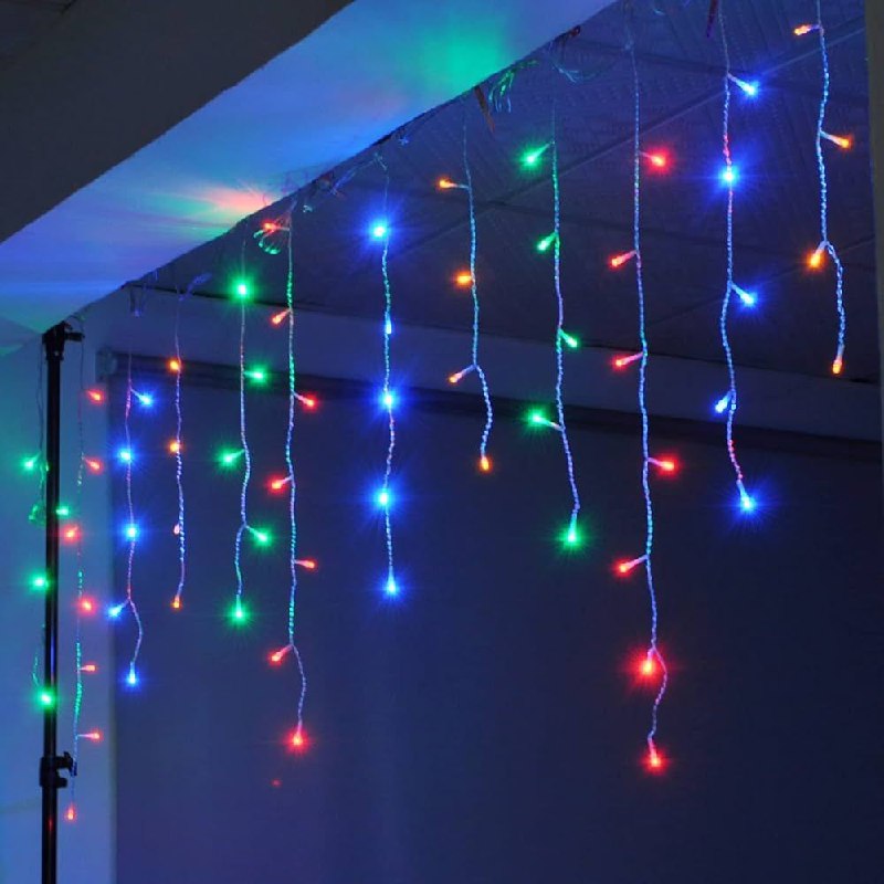 LUCES DECORATIVAS NAVIDEÑAS TIPO CASCADA FIJA CON FLASH, LUCES LED MULTICOLOR 18X8X9CM